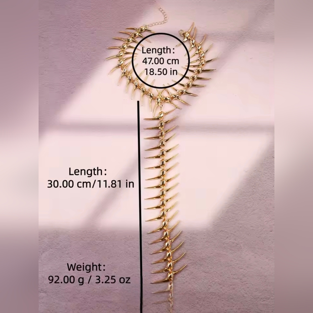 Gold Tone Spine Necklace - Picture 4 of 4